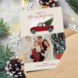 Tarjeta Festiva Foto de Navidades de camiones rojos de época