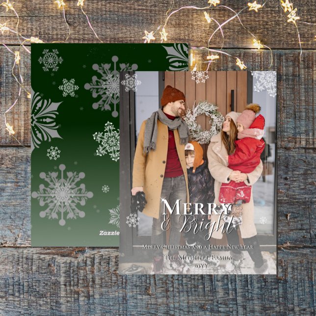 Tarjeta Festiva Foto de Navidades de cerezos verdes y brillantes c (Subido por el creador)