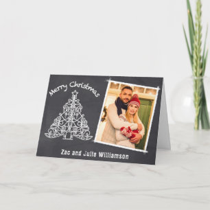 Tarjeta Festiva Foto de Navidades de Chalkboard personalizados div