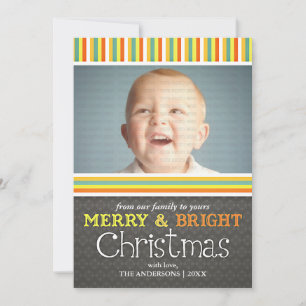 Tarjeta Festiva Foto de Navidades de colores vivos y merry moderno