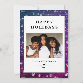 Tarjeta Festiva Foto de Navidades de copos de nieve de madera Rust