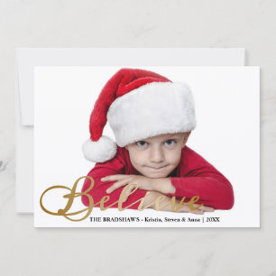Tarjeta Festiva Foto de Navidades de Creer Relieve metalizado dora