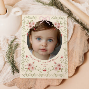 Tarjeta Festiva Foto de Navidades de Dainty Floral