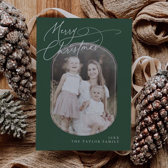 Tarjeta Festiva Foto de Navidades de DARCY Green Digital Boho (DARCY Green Digital Boho Family Christmas Photo Holiday Card)