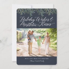 Tarjeta Festiva Foto de Navidades de Deseos y Besos de Mistletoe