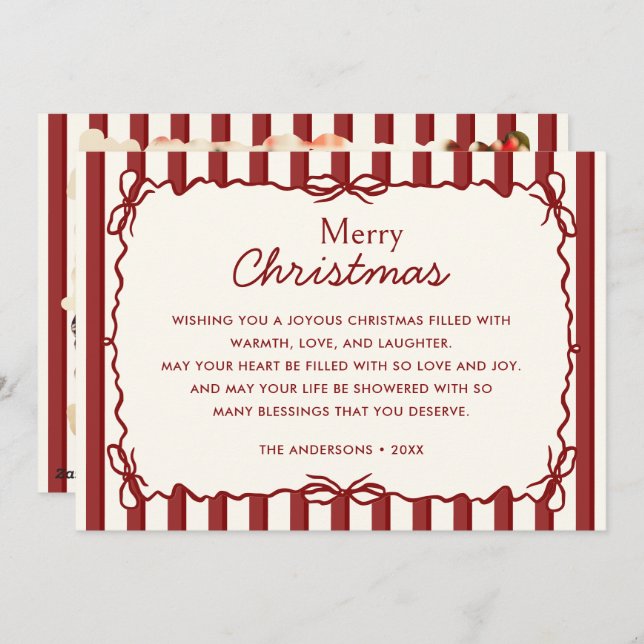 Tarjeta Festiva Foto de Navidades de Doodle de mano roja caprichos (Anverso / Reverso)