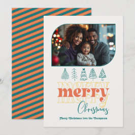 Tarjeta Festiva Foto de Navidades de Doodle Modernos de Retro Citr