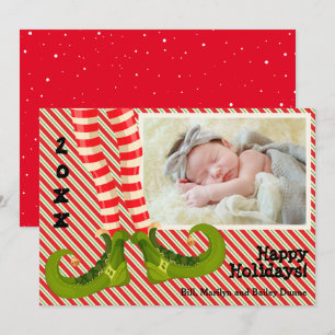 Tarjeta Festiva Foto de Navidades de Elf Legs