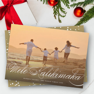 Tarjeta Festiva Foto de Navidades de escritura clásica Mele Kaliki