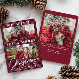 Tarjeta Festiva Foto de Navidades de escúfalo rojo moderno