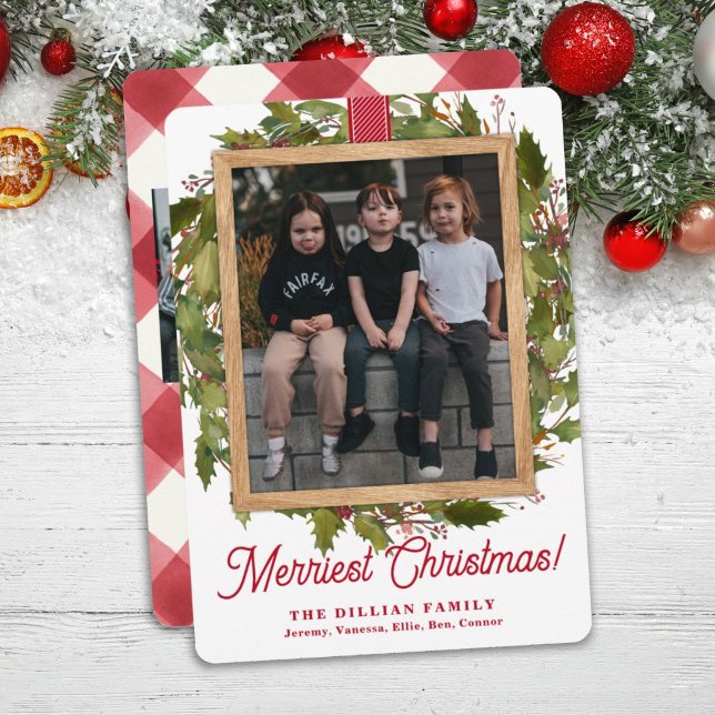 Tarjeta Festiva Foto de Navidades de escúfalo rojo moderno (Subido por el creador)