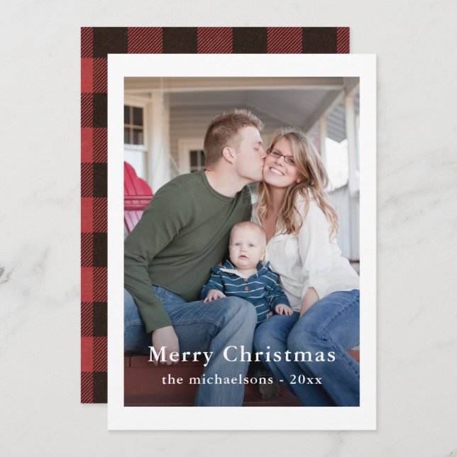 Tarjeta Festiva Foto de Navidades de escúfalo rojo ruso (Anverso / Reverso)