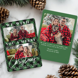 Tarjeta Festiva Foto de Navidades de escúfalo verde moderno