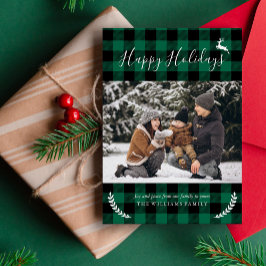 Tarjeta Festiva Foto de Navidades de familias rusas de Green Plaid