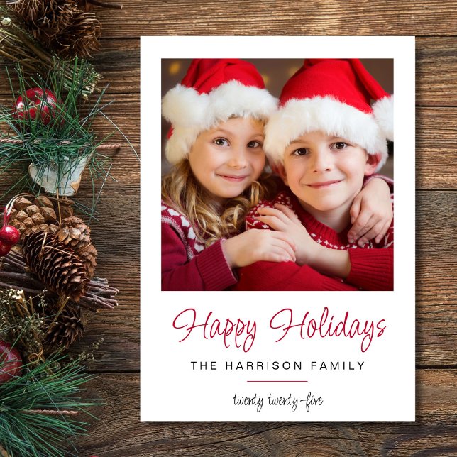 Tarjeta Festiva Foto de Navidades de Felices Fiestas (Share the love and warmth of the season with your personalized photo Christmas card)
