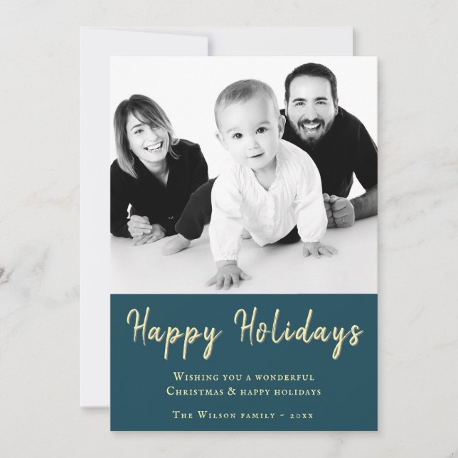 Tarjeta Festiva Foto de Navidades de Felices Fiestas (Anverso)