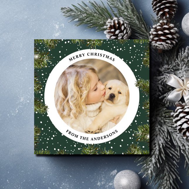 Tarjeta Festiva Foto de Navidades de follaje de Snowy Pine (Subido por el creador)