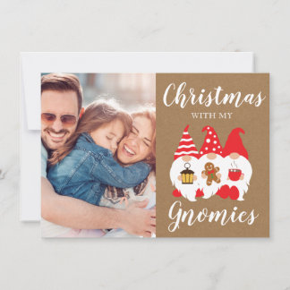Tarjeta Festiva Foto de Navidades de Gnomes de Familia Cute