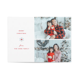 Tarjeta Festiva Foto de Navidades de hojas de arce rojas de Canadá