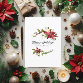 Tarjeta Festiva Foto de Navidades de la familia acuarela Floral