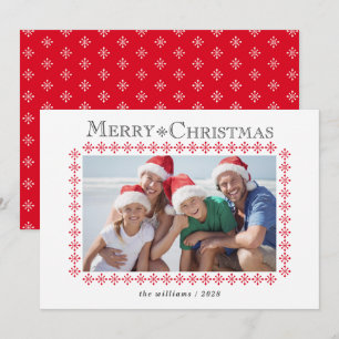 Tarjeta Festiva Foto de Navidades de la frontera del copo de nieve