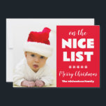 Tarjeta Festiva Foto de Navidades de la lista de Niza<br><div class="desc">En la buena lista: Una tarjeta de vacaciones para Navidades de fotografía perfecta para un niño,  mascota o foto familiar. Plantilla de foto vía Pixabay bajo licencia CC0 y debe ser reemplazada por su propia foto</div>
