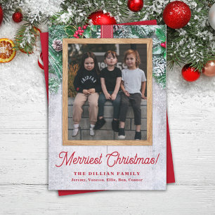 Tarjeta Festiva Foto de Navidades de la vegetación y la madera rús