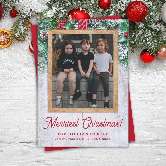Tarjeta Festiva Foto de Navidades de la vegetación y la madera rús (Subido por el creador)