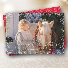 Tarjeta Festiva Foto de Navidades de las hojas blancas