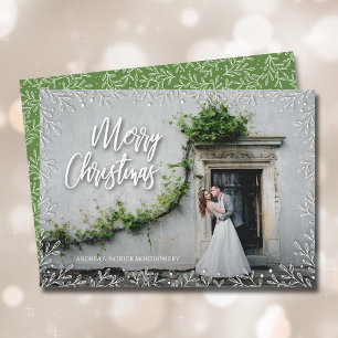 Tarjeta Festiva Foto de Navidades de las hojas blancas