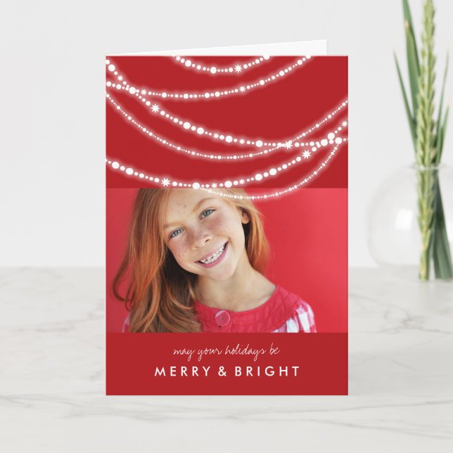 Tarjeta Festiva Foto de Navidades de las luces espumosas de merry  (Anverso)