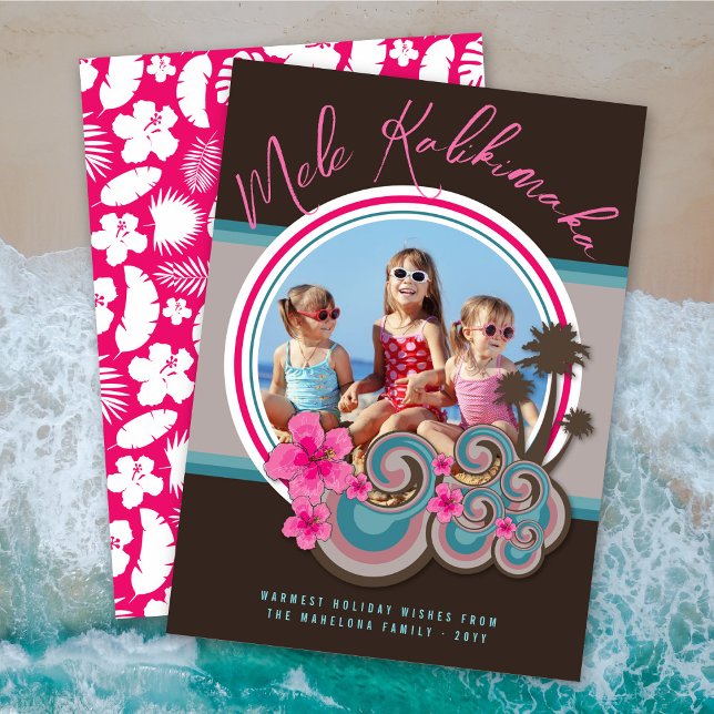 Tarjeta Festiva Foto de Navidades de Mele Kalimaka Hibiscus Palm T (Subido por el creador)