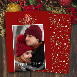 Tarjeta Festiva Foto de Navidades de mistletoe de color de agua mi