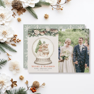 Tarjeta Festiva Foto de Navidades de parejas de ratón casados y me