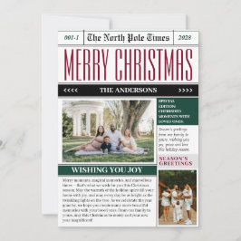 Tarjeta Festiva Foto de Navidades de periódico personalizado North