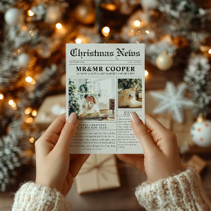 Tarjeta Festiva Foto de Navidades de periódicos casados
