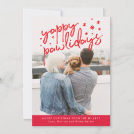 Tarjeta Festiva Foto de Navidades de perro de Yappy Pawlidays