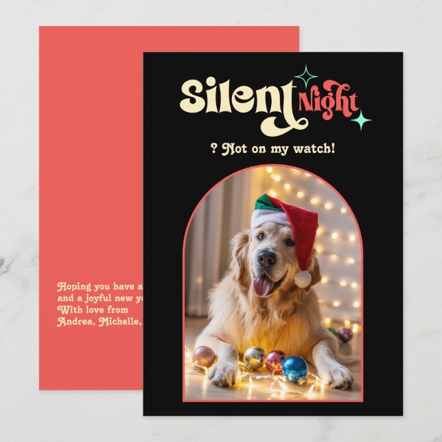 Tarjeta Festiva Foto de Navidades de perros Mascotas retro gracios (Anverso / Reverso)