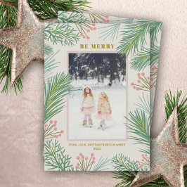 Tarjeta Festiva Foto de Navidades de Pines Berries
