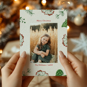 Tarjeta Festiva Foto de Navidades de pino mistletoe de mano de est