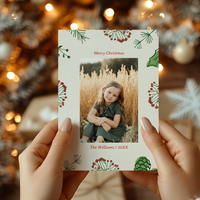 Tarjeta Festiva Foto de Navidades de pino mistletoe de mano de est (Subido por el creador)