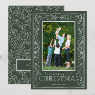 Tarjeta Festiva Foto de Navidades de platería verde