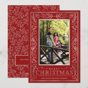 Tarjeta Festiva Foto de Navidades de platería verde