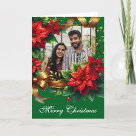 Tarjeta Festiva Foto de Navidades de Poinsettia