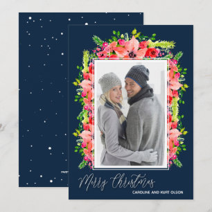 Tarjeta Festiva Foto de Navidades de Poinsettias