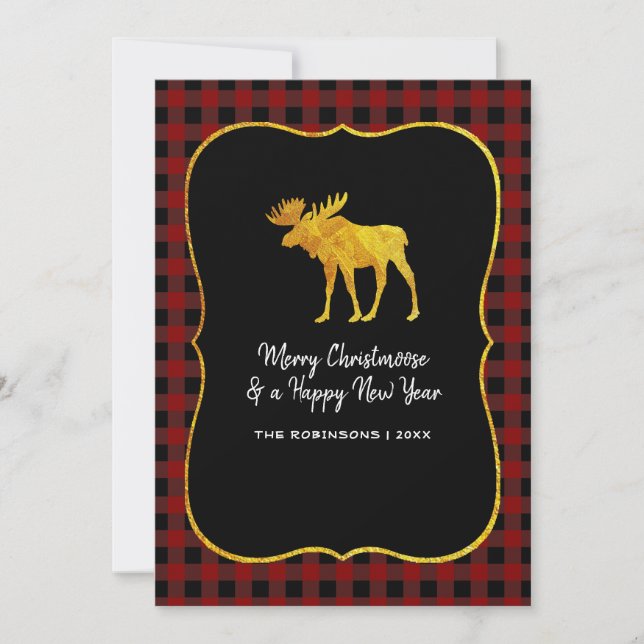 Tarjeta Festiva Foto de Navidades de Relieve metalizado de Buffalo (Anverso)