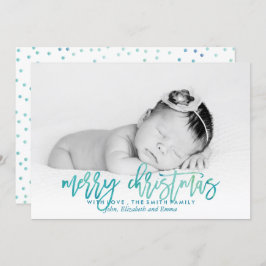 Tarjeta Festiva Foto de Navidades de tipografía de acuarela verde