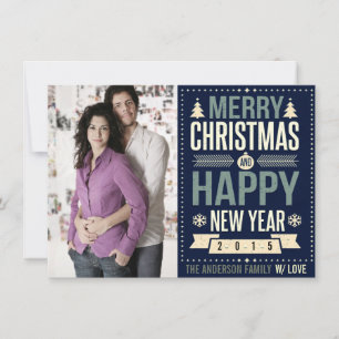 Tarjeta Festiva Foto de Navidades de tipografía de Chalkboard Retr