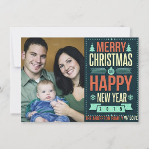 Tarjeta Festiva Foto de Navidades de tipografía de Chalkboard Retr