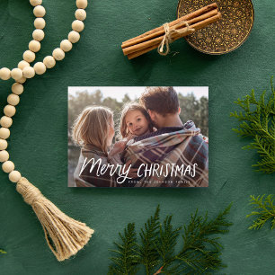 Tarjeta Festiva Foto de Navidades de tipografía dramática escrita 